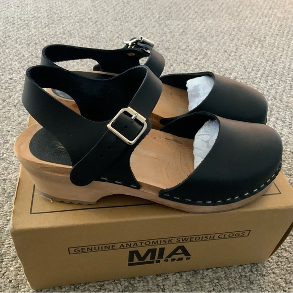 MIA Shoes - MIA Black Clogs with Wooden Base 6